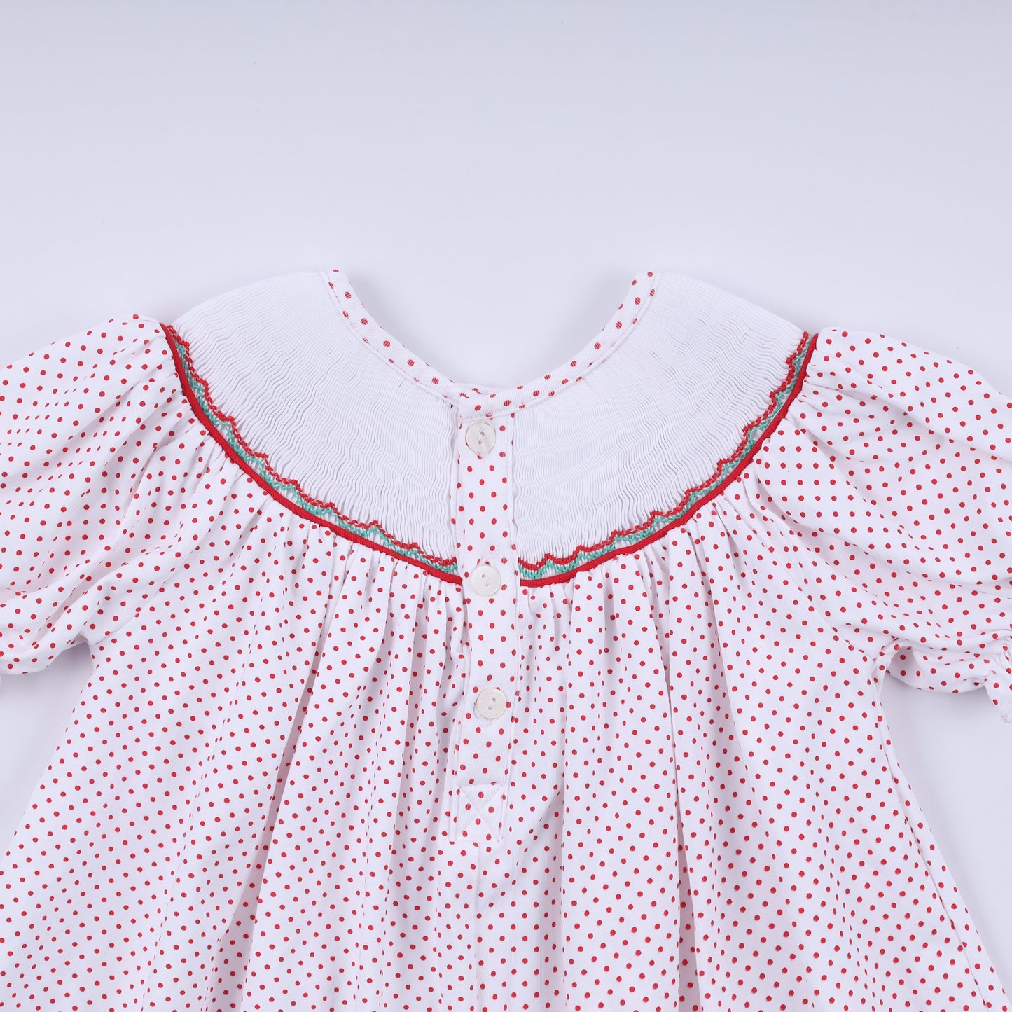 Red gingerbread hand smocked ruffle pants set