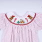 Red gingerbread hand smocked bubble