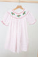 Pink christmas bishop hand smocked dot dress