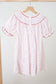 Pink christmas bishop hand smocked dot dress