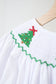 White christmas tree hand smocked dress