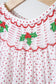 Red christmas bishop hand smocked dot bubble