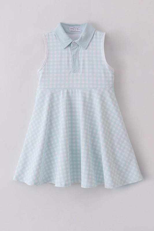 Blue active gingham dress set