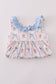 Blue floral bow ruffle shorts set
