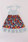 Blue floral ruffle dress