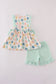 Blue seashell bow ruffle shorts set
