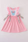 Pink floral character applique ruffle dress