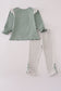 Sage turkey french knot ruffle pants set
