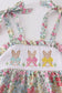 Floral print bunny embroidery smocked girl bubble