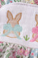 Floral print bunny embroidery smocked girl bubble