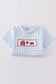 Blue farm embroidery gingham set