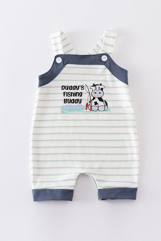 Stripe cow embroidery boy romper - SPELLING ERRORS