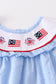 Blue Patriotic flag embroidery swiss dot girl set