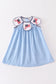 Blue patriotic flag embroidery swiss dot dress