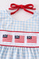 Patriotic flag embroidery plaid pocket dress