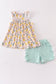 Lemon print girl ruffle shorts set