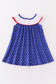 Blue patriotic flag applique dot dress