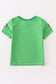 Green character applique boy top