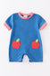 Blue apple applique back to school boy romper