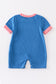 Blue apple applique back to school boy romper