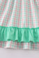 Green character applique plaid ruffle dress