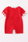 Red apple embroidery back to shoole boy romper