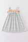 Green stripe bow dress