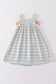 Green stripe bow dress