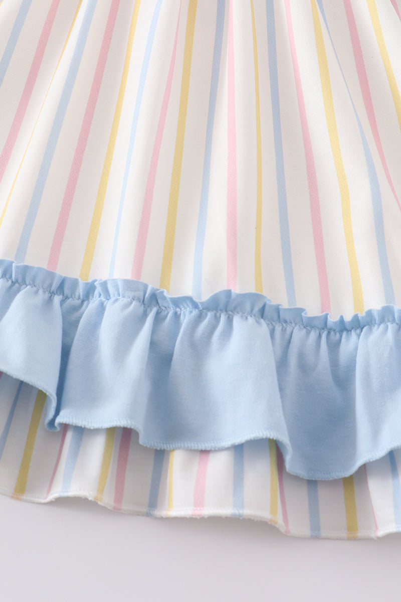 Multicolored stripe ice cream applique dress