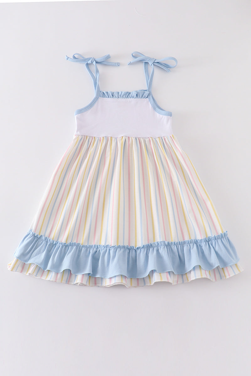 Multicolored stripe ice cream applique dress