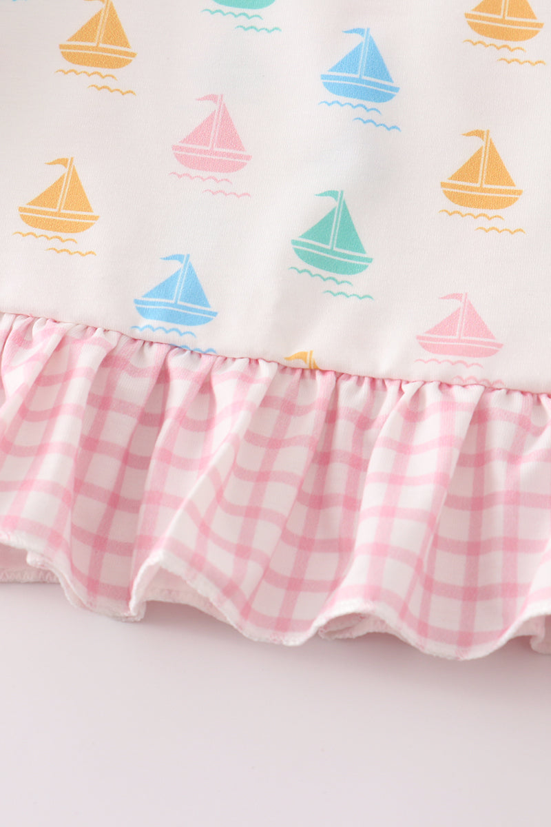 Sailboat ruffle shorts set