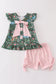 Green floral cat ruffle set