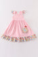 Pink floral chicken applique ruffle dress