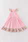 Pink floral chicken applique ruffle dress