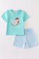 Blue chicken applique boy set