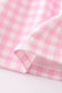 Pink tractor embroidery plaid girl set