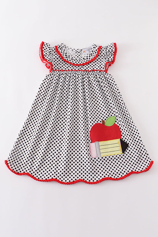 Red pencil applique dress