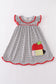 Red pencil applique dress