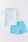 Blue farm embroidery boy set