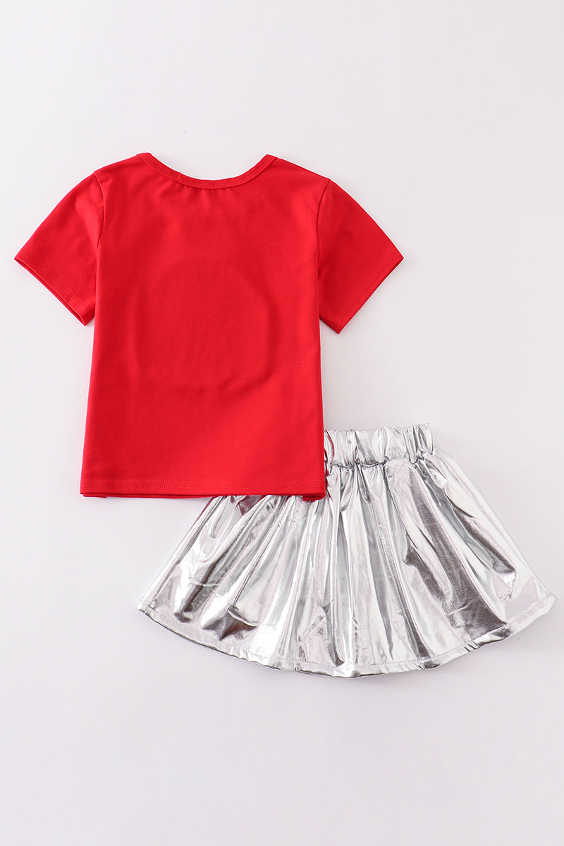 Red OHIO sequin laser skort set