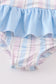 Crab french knot stripe girl swimsuit