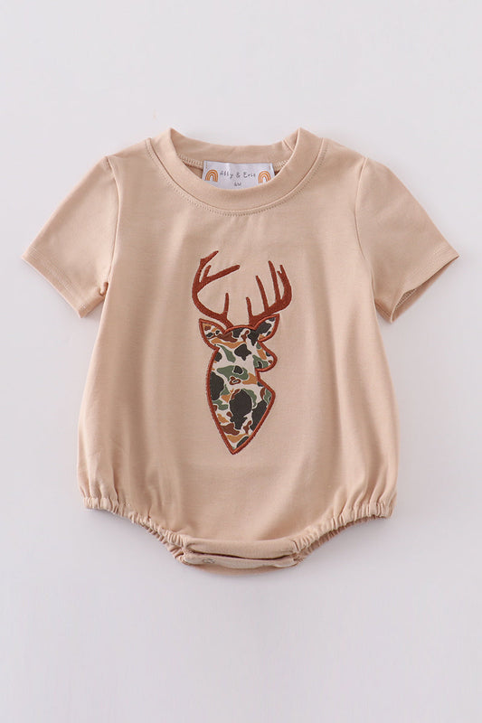 Camouflage reindeer applique boy bubble