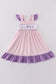 Purple cartoon embroidery girl dress