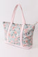 Pink floral plaid tote bag