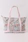 Pink floral plaid tote bag