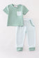 Green gingham boy pants set