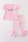 Pink fishing puppy applique girl set