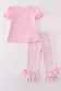 Pink fishing puppy applique girl set