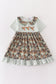 Camouflage duck embroidery ruffle dress