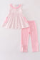 Pink bow embroidery girl set